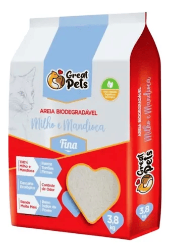 ARENA PARA GATOS HIGIENICA BIODEGRADABLE GREAT PETS FINA