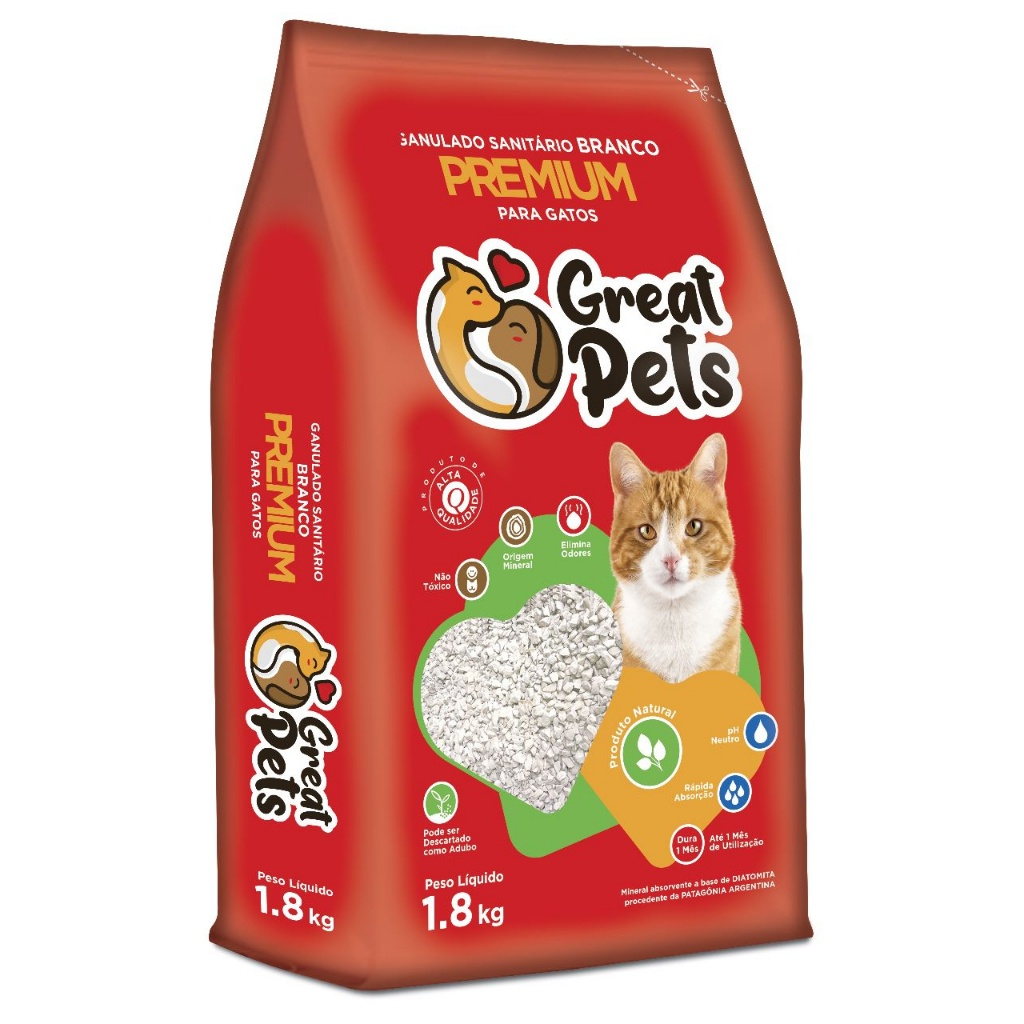 GRANULADO PARA GATOS PREMIUM BLANCO DIATOMITA GREAT PETS