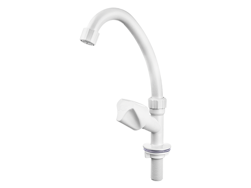 CANILLA CON PICO TIPO MOSTRADOR MOVIBLE BLANCO 1/2" 2756