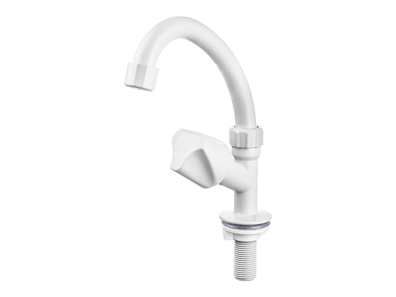 CANILLA CON PICO ALTO LAVATORIO TIPO MOSTRADOR MOVIBLE BLANCO 1/2" 2850