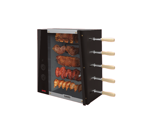 CHURRASQUERA ROTATIVO 5 ESPETO A GAS