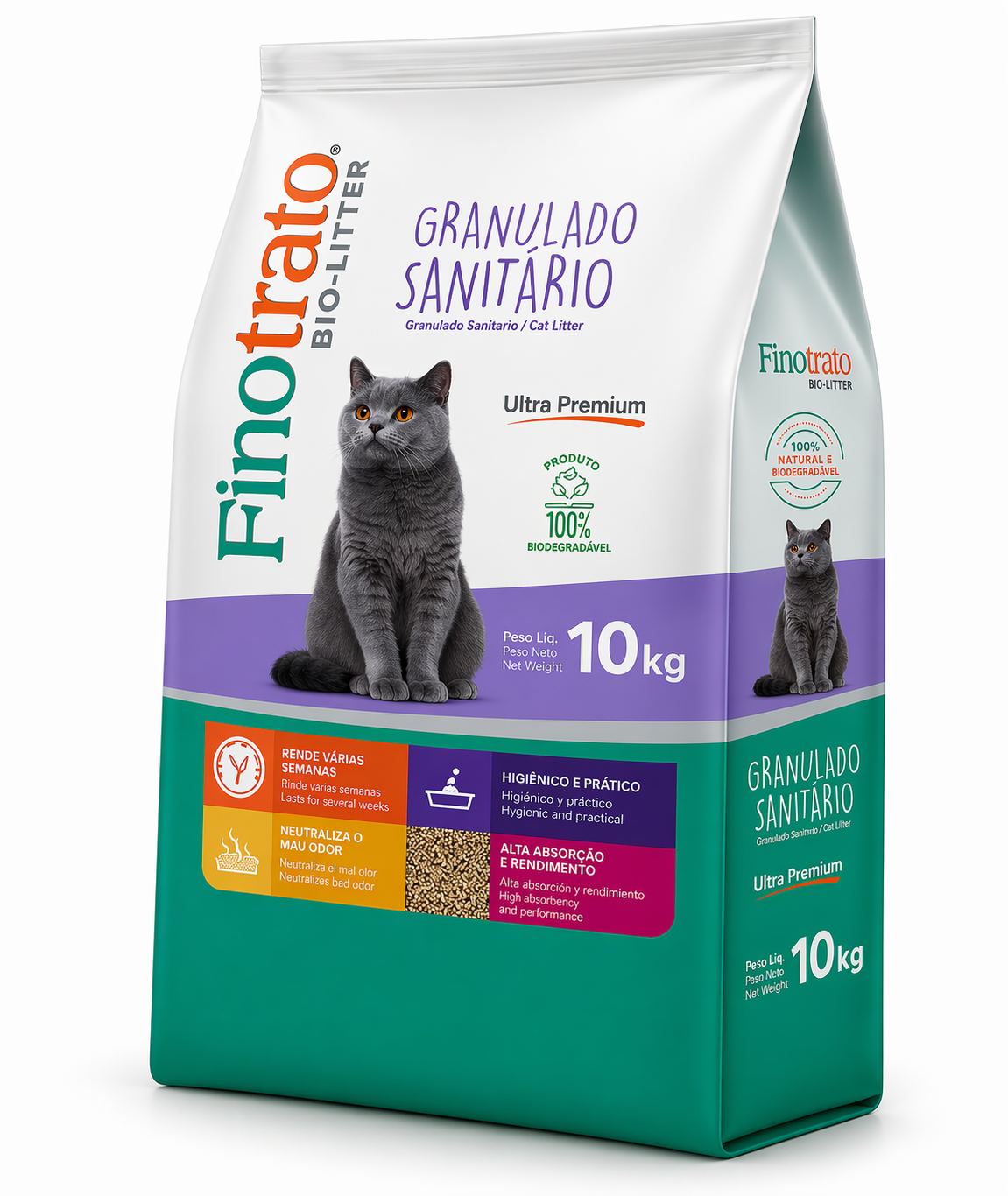 ARENA PARA GATOS FINOTRATO BIO-LITTER GRANULADO 10KG