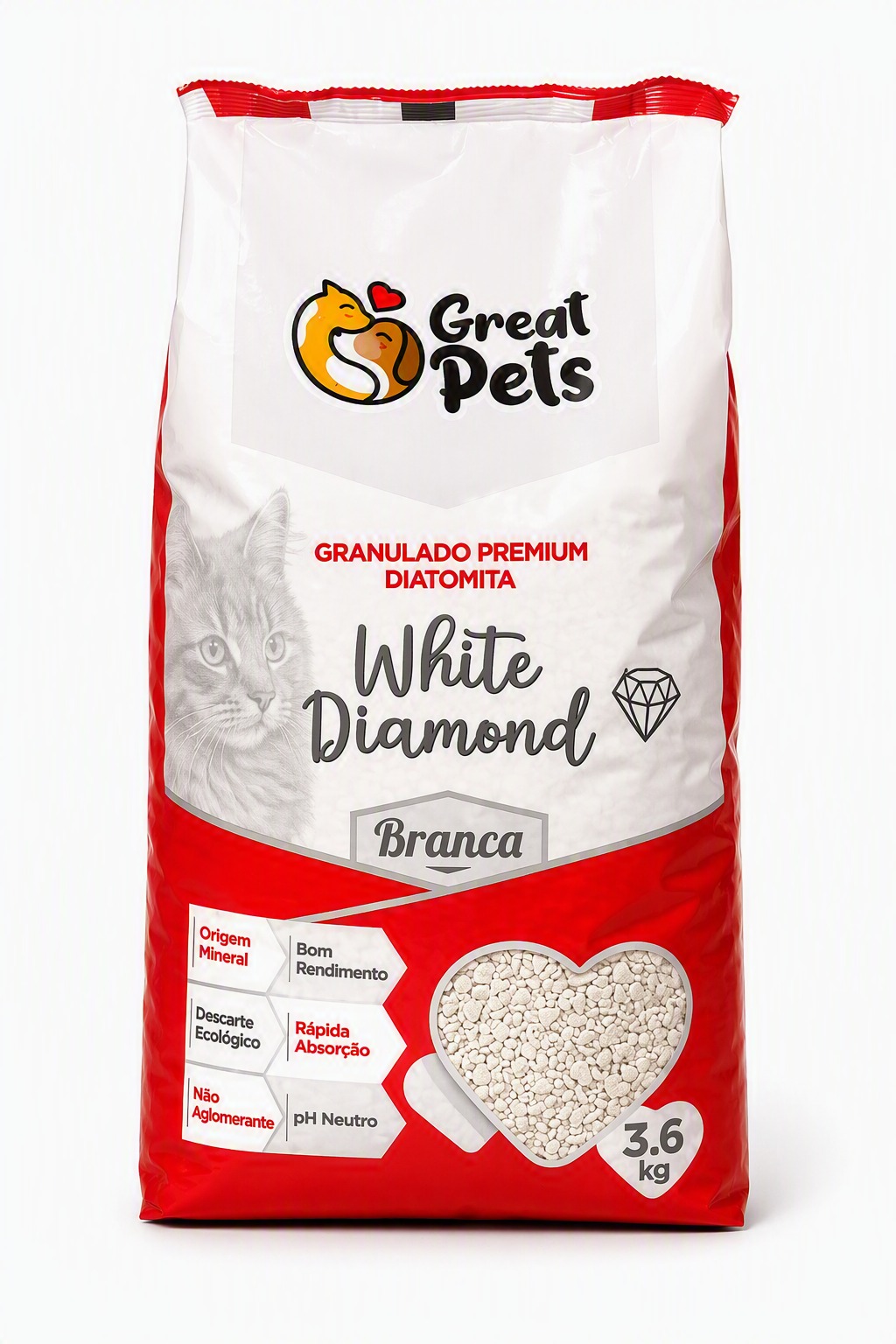 GRANULADO PARA GATOS PREMIUM BLANCO DIATOMITA GREAT PETS 3,6KG