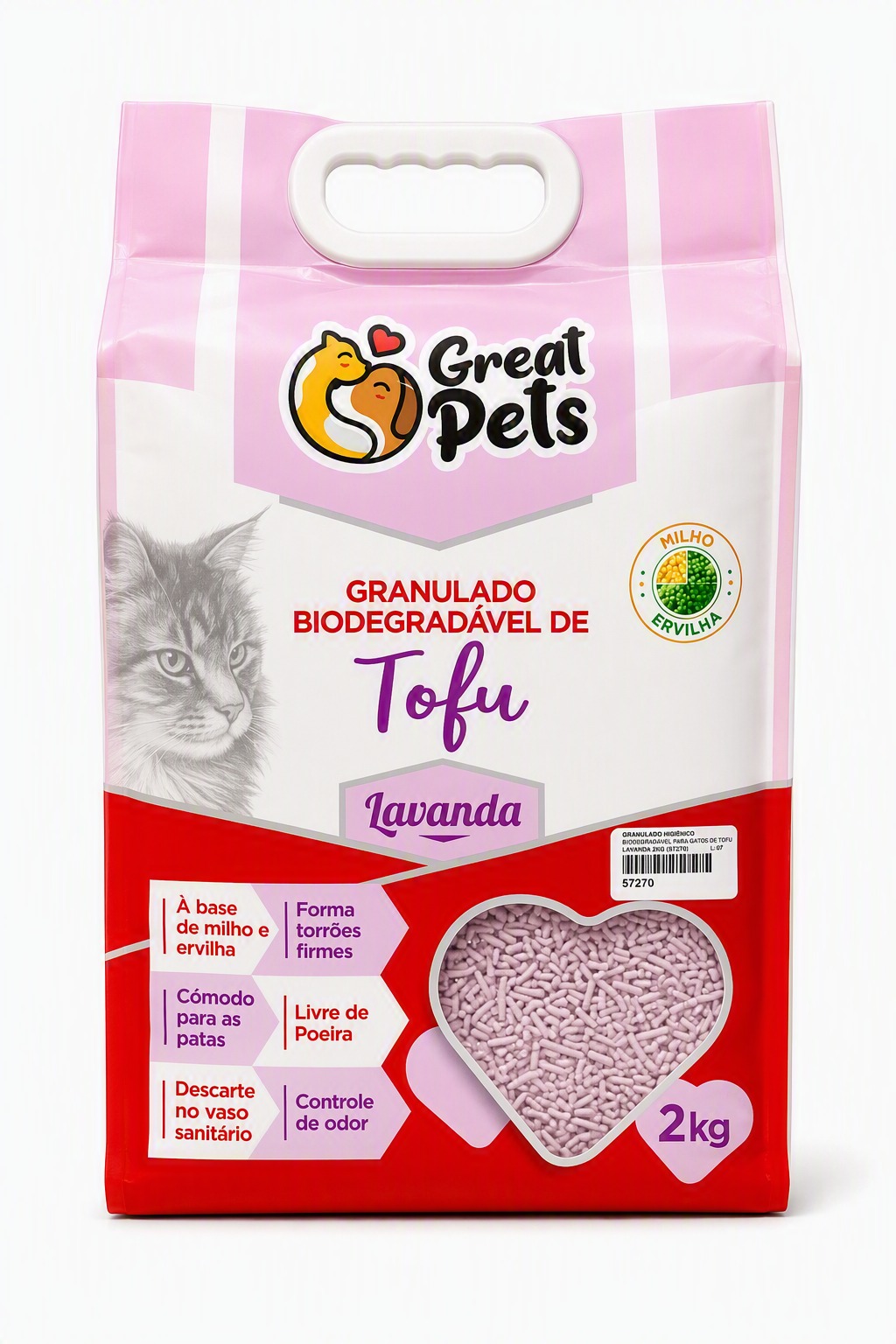 GRANULADO HIGIENICO BIODEGRADABLE P/GATO DE TOFU LAVANDA 2KG